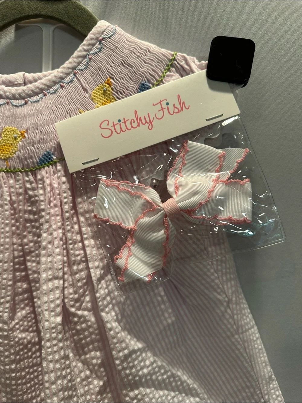 Pink Smocked Set with Yellow Duck Embroidery & Matching Shorts & Bow
